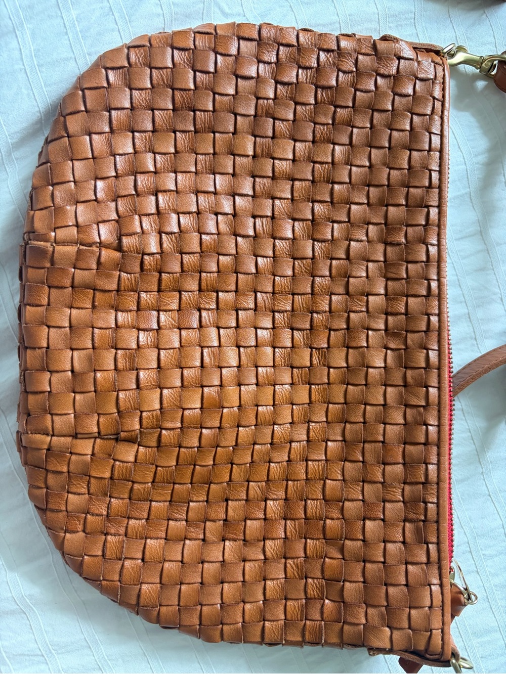Clare V. Petite Moyen - natural woven checker Leather Crossbody Bag - Picture 5 of 12